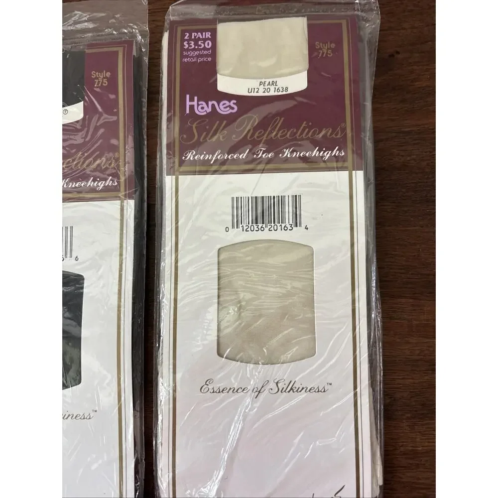 Hanes Silk Reflections Knee highs Pack of 2 Pairs Pearl Reinforced Toe Lot of 4